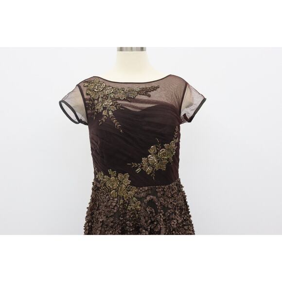 Karishma Indian Gown Size Medium Brown with Gold Floral Beading - Picture 7 of 16